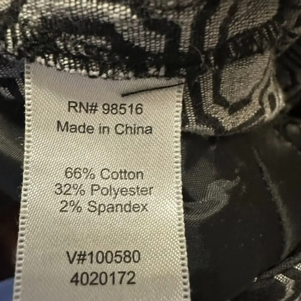 Coldwater Creek Natural Wear Trousers Women's 12 Black Gray Geometric‎ Office